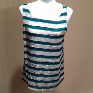 5 for $20! LOFT Sleeveless Blouse, Green, Cream